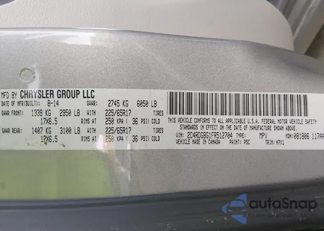 2015 Dodge Grand Caravan Se from USA, damaged, VIN 2C4RDGBG1FR512704